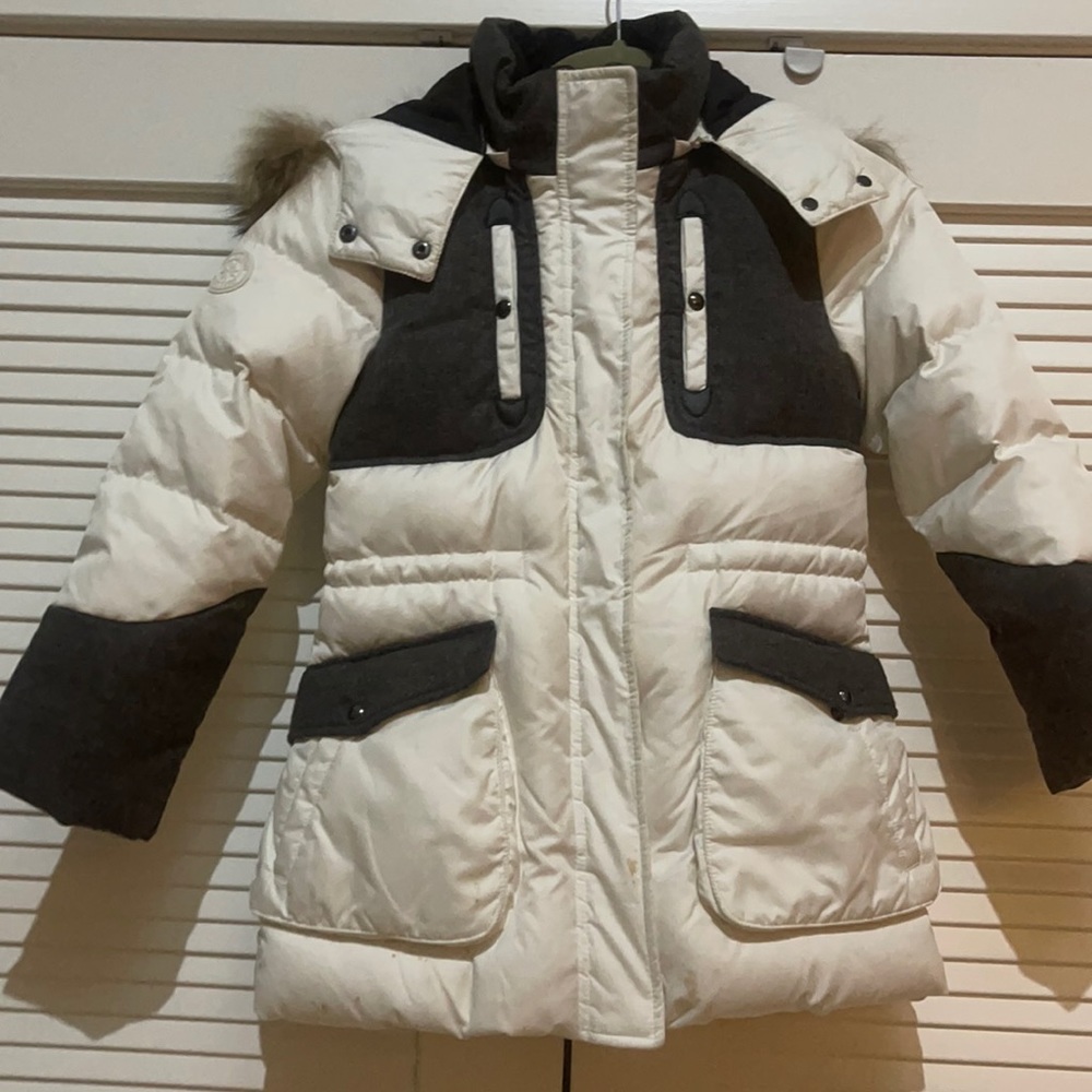 Junior Down Winter Jacket with real fur trimmed hoodies 8 -10